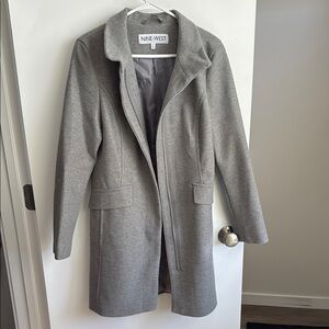 Nine West Gray Trench Coat Classic Wool-Blend